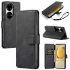 For Huawei P50 Pro DG.MING Retro Oil Side Horizontal Flip Leather Case with Holder & Card Slots & Wallet(Black) - 1