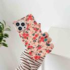 Square Plating Gold Edge Phone Case For iPhone 13(Fresh Red Flower) - 1