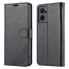 For OPPO Reno7 5G AZNS Sheepskin Texture Flip Leather Phone Case(Black) - 1