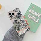Square Plating Gold Edge Phone Case with Ring Holder For iPhone 12 Pro Max(Jungle Zebra) - 1