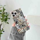 Square Plating Gold Edge Phone Case with Ring Holder For iPhone 13 Pro(Jungle Leopard) - 1