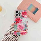 Square Plating Gold Edge Phone Case For iPhone 13 Pro(Full Screen Rose) - 1