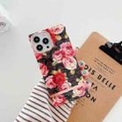 For iPhone 11 Square Plating Gold Edge Phone Case (Black Background Rose) - 1