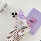 Ring Holder Square Plating Gold Edge Phone Case For iPhone 13 Pro Max(Two Roses) - 1