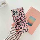 Square Plating Gold Edge Phone Case For iPhone 12 Pro Max(Pink Backgroud Leopard) - 1