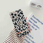 Ring Holder Square Plating Gold Edge Phone Case For iPhone 13(White Backgroud Leopard) - 1