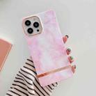 Square Plating Gold Edge Phone Case For iPhone 13 Pro(Galaxy White Pink) - 1