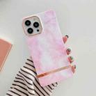 For iPhone 11 Square Plating Gold Edge Phone Case (Galaxy White Pink) - 1