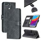 For Huawei Honor 7A Y6 2018 / Stitching Style 2-Color Cow Texture Horizontal Flip PU Leather Case with Holder & Card Slot & Lanyard(Black) - 1