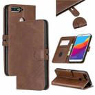 For Huawei Honor 7A Y6 2018 / Stitching Style 2-Color Cow Texture Horizontal Flip PU Leather Case with Holder & Card Slot & Lanyard(Brown) - 1