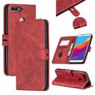 For Huawei Honor 7A Y6 2018 / Stitching Style 2-Color Cow Texture Horizontal Flip PU Leather Case with Holder & Card Slot & Lanyard(Red) - 1