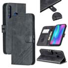 For Huawei Honor 10 Lite Stitching Style 2-Color Cow Texture Horizontal Flip PU Leather Case with Holder & Card Slot & Lanyard(Black) - 1