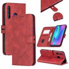 For Huawei Honor 10 Lite Stitching Style 2-Color Cow Texture Horizontal Flip PU Leather Case with Holder & Card Slot & Lanyard(Red) - 1