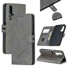 For Huawei Honor 20 Pro Stitching Style 2-Color Cow Texture Horizontal Flip PU Leather Case with Holder & Card Slot & Lanyard(Gray) - 1