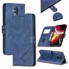 For Huawei Mate 20 Lite Stitching Style 2-Color Cow Texture Horizontal Flip PU Leather Case with Holder & Card Slot & Lanyard(Blue) - 1