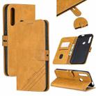 For Huawei P Smart Z Stitching Style 2-Color Cow Texture Horizontal Flip PU Leather Case with Holder & Card Slot & Lanyard(Yellow) - 1