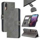 For Huawei P20 Stitching Style 2-Color Cow Texture Horizontal Flip PU Leather Case with Holder & Card Slot & Lanyard(Gray) - 1