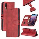 For Huawei P20 Stitching Style 2-Color Cow Texture Horizontal Flip PU Leather Case with Holder & Card Slot & Lanyard(Red) - 1