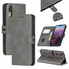 For Huawei P20 Lite Stitching Style 2-Color Cow Texture Horizontal Flip PU Leather Case with Holder & Card Slot & Lanyard(Gray) - 1