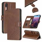 For Huawei P20 Lite Stitching Style 2-Color Cow Texture Horizontal Flip PU Leather Case with Holder & Card Slot & Lanyard(Brown) - 1