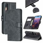 For Huawei P20 Lite 2019 / Stitching Style 2-Color Cow Texture Horizontal Flip PU Leather Case with Holder & Card Slot & Lanyard(Black) - 1