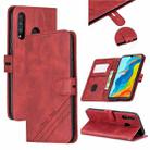 For Huawei P30 Lite Stitching Style 2-Color Cow Texture Horizontal Flip PU Leather Case with Holder & Card Slot & Lanyard(Red) - 1