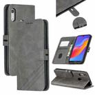 For Huawei Y6 2019 / Honor 8A Stitching Style 2-Color Cow Texture Horizontal Flip PU Leather Case with Holder & Card Slot & Lanyard(Gray) - 1