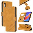 For Huawei Y6 2019 / Honor 8A Stitching Style 2-Color Cow Texture Horizontal Flip PU Leather Case with Holder & Card Slot & Lanyard(Yellow) - 1