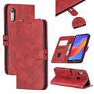 For Huawei Y6 2019 / Honor 8A Stitching Style 2-Color Cow Texture Horizontal Flip PU Leather Case with Holder & Card Slot & Lanyard(Red) - 1