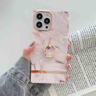 Ring Holder Square Plating Gold Edge Phone Case For iPhone 12 / 12 Pro(Quicksand Grey) - 1