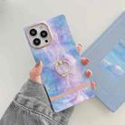 Ring Holder Square Plating Gold Edge Phone Case For iPhone 12 Pro Max(Galaxy Purple Blue) - 1