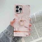 For iPhone 11 Ring Holder Square Plating Gold Edge Phone Case (Quicksand Grey) - 1