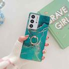 For Samsung Galaxy A33 TPU Soft Protective Phone Case with Ring Holder(Green Wave Stone) - 1