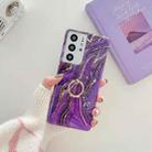 For Samsung Galaxy S22 TPU Soft Protective Phone Case with Ring Holder(Purple Gold Pink) - 1