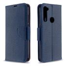 For Xiaomi Redmi Note 8T Litchi Texture Pure Color Horizontal Flip PU Leather Case with Holder & Card Slots & Wallet & Lanyard(Dark Blue) - 1