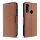 For Xiaomi Redmi Note 8T Litchi Texture Pure Color Horizontal Flip PU Leather Case with Holder & Card Slots & Wallet & Lanyard(Brown) - 1