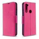 For Xiaomi Redmi Note 8T Litchi Texture Pure Color Horizontal Flip PU Leather Case with Holder & Card Slots & Wallet & Lanyard(Rose Red) - 1