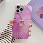 Ring Holder Glitter Marble Phone Case For iPhone 13(Purple Gold) - 1