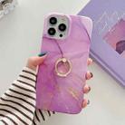 Ring Holder Glitter Marble Phone Case For iPhone 12 / 12 Pro(Purple Gold) - 1
