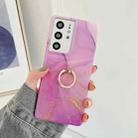 For Samsung Galaxy S22 5G Ring Holder Glitter Marble Phone Case(Purple Gold) - 1