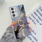 For Samsung Galaxy S22 Ultra 5G Ring Holder Glitter Marble Phone Case(Twilight Black) - 1