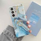 For Samsung Galaxy A33 5G Ring Holder Glitter Marble Phone Case(Platinum Blue) - 1