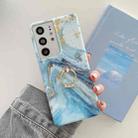 For Samsung Galaxy S21 Ultra 5G Ring Holder Glitter Marble Phone Case(Platinum Blue) - 1