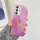 For Samsung Galaxy A71 Ring Holder Glitter Marble Phone Case(Purple Gold) - 1