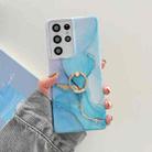 For Samsung Galaxy A72 Ring Holder Glitter Marble Phone Case(Gilt Blue) - 1