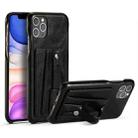 For iPhone 11 Pro Shockproof PC + PU Protective Case with Holder & Card Slots(Black) - 1