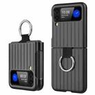 For Samsung Galaxy Z Flip3 5G Oiled Luggage Phone Case with Ring Lanyard(Black) - 1