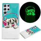 For Samsung Galaxy S22 Ultra 5G Luminous TPU Protective Phone Case(Headset Dog) - 1