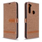 For Xiaomi Redmi Note 8T Color Matching Denim Texture Horizontal Flip PU Leather Case with Holder & Card Slots & Wallet & Lanyard(Brown) - 1