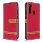 For Xiaomi Redmi Note 8T Color Matching Denim Texture Horizontal Flip PU Leather Case with Holder & Card Slots & Wallet & Lanyard(Red) - 1